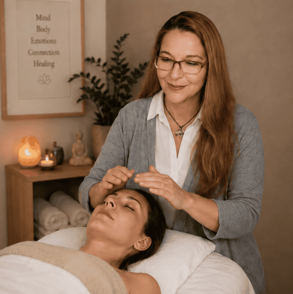 Venerina giving a client a Reiki